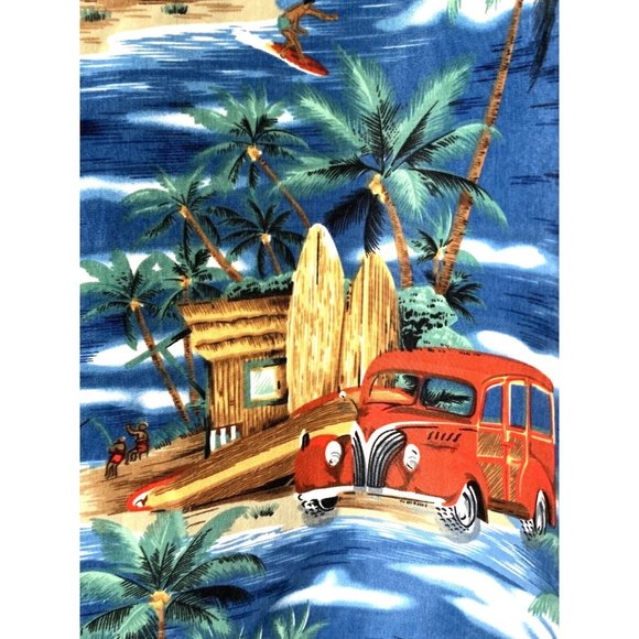 Aloha Joe Mens sz L (16-16 1/2) Blue & White Short Sleeve Button Hawaiian Shirt - Picture 13 of 13